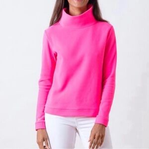 DUDLEY STEPHENS Park Slope Turtleneck in Neon Pink Vello Fleece Size Extra Small
